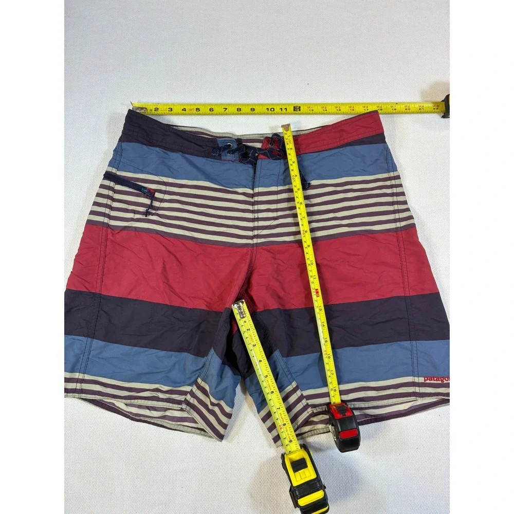 Patagonia Mens 36 Board Shorts‎ Striped Red Navy Blue Surf Swim Trunks 9 Inseam